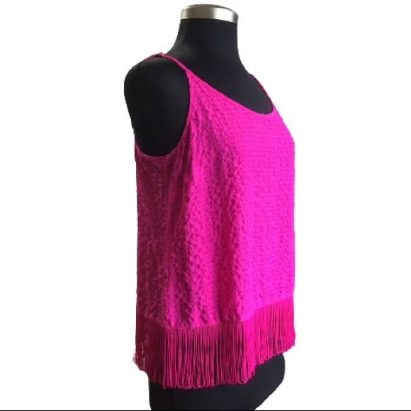 Lilly Pulitzer Naeem Top Adjustable Spaghetti Straps Fringe Berry Sangri Medium - Picture 2 of 7
